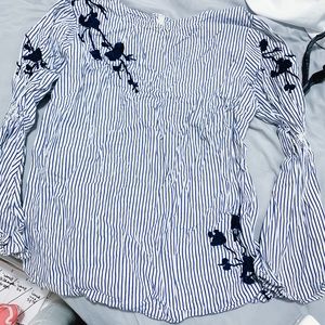 Navy striped Bell Sleeve Top